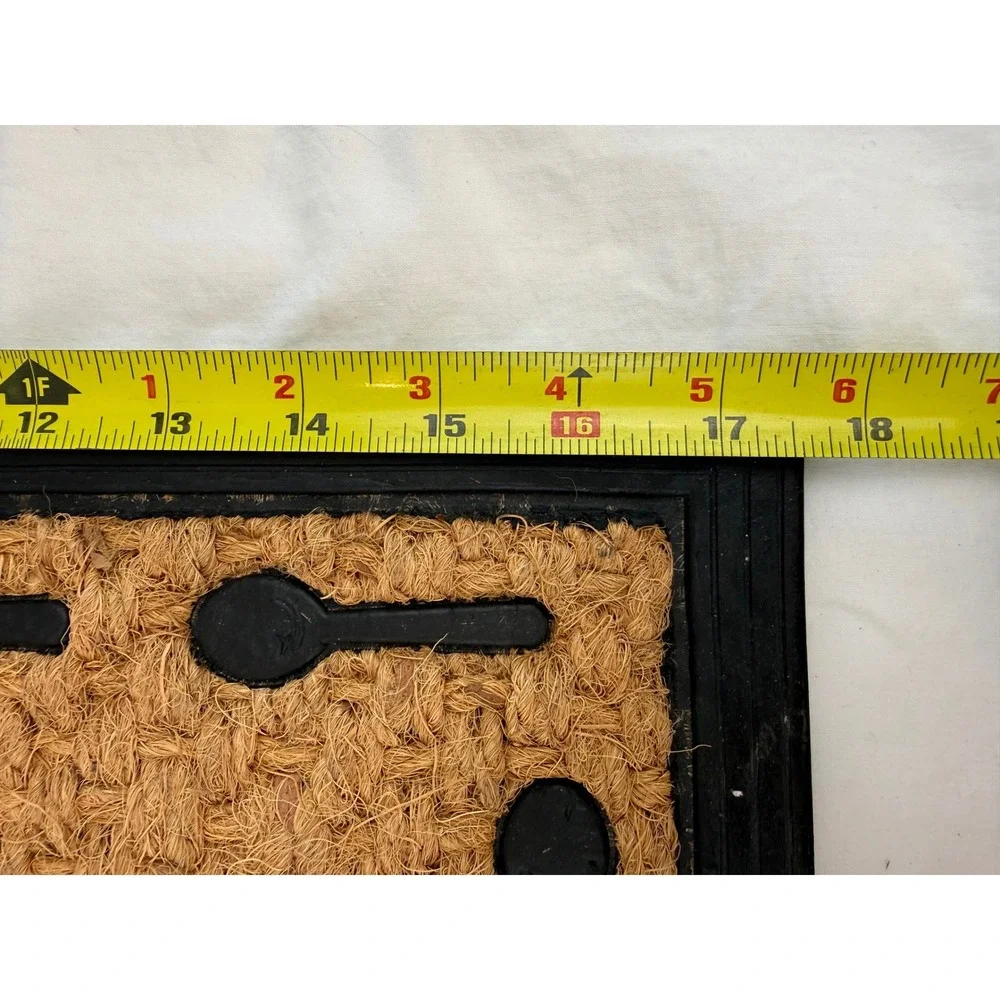 Pampered Chef Welcome Doormat Coir Rubber Backed Measuring Spoon Border 30x18